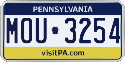 PA license plate MOU3254