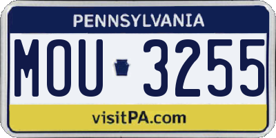 PA license plate MOU3255