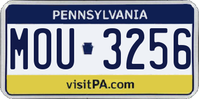 PA license plate MOU3256