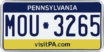 PA license plate MOU3265