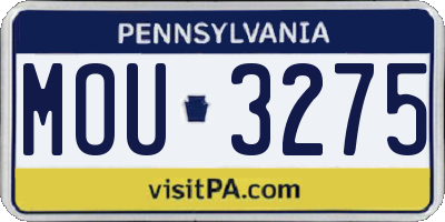 PA license plate MOU3275