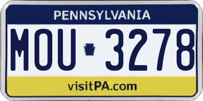 PA license plate MOU3278