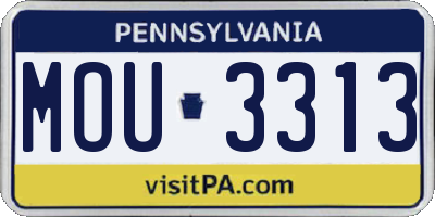 PA license plate MOU3313