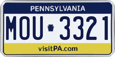 PA license plate MOU3321