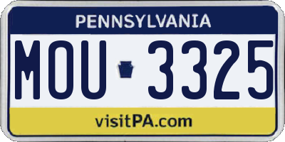 PA license plate MOU3325