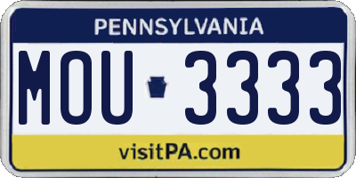 PA license plate MOU3333
