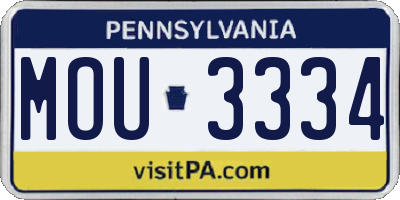 PA license plate MOU3334