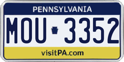 PA license plate MOU3352