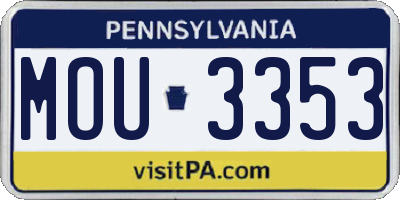 PA license plate MOU3353