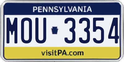 PA license plate MOU3354