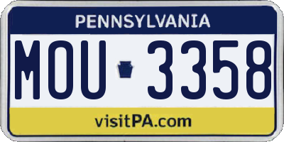 PA license plate MOU3358