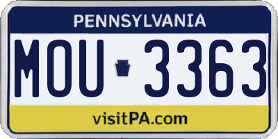 PA license plate MOU3363