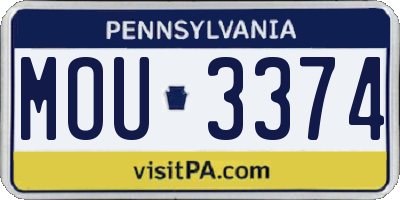 PA license plate MOU3374