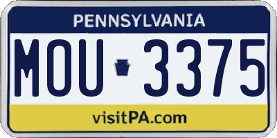 PA license plate MOU3375