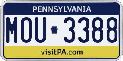 PA license plate MOU3388