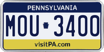 PA license plate MOU3400