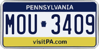 PA license plate MOU3409