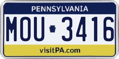 PA license plate MOU3416
