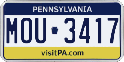 PA license plate MOU3417