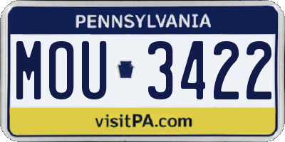 PA license plate MOU3422