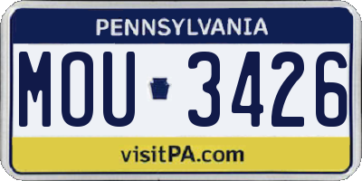 PA license plate MOU3426