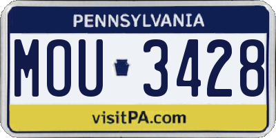 PA license plate MOU3428