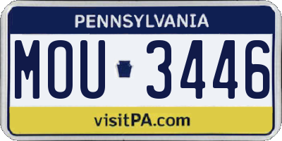 PA license plate MOU3446