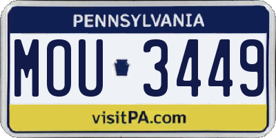 PA license plate MOU3449