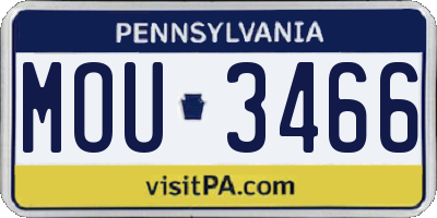 PA license plate MOU3466