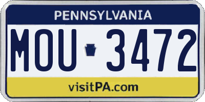 PA license plate MOU3472