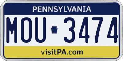 PA license plate MOU3474