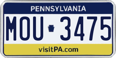 PA license plate MOU3475