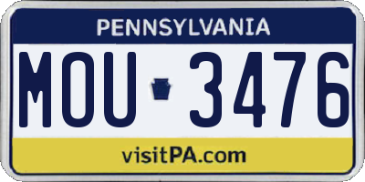 PA license plate MOU3476