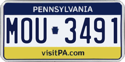 PA license plate MOU3491