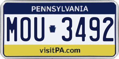PA license plate MOU3492