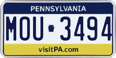 PA license plate MOU3494
