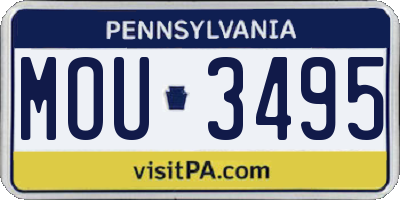 PA license plate MOU3495
