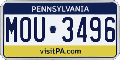 PA license plate MOU3496