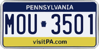 PA license plate MOU3501