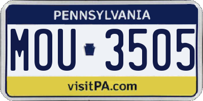 PA license plate MOU3505