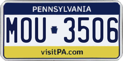 PA license plate MOU3506