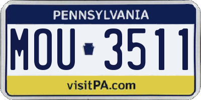 PA license plate MOU3511