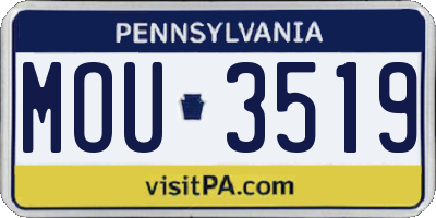 PA license plate MOU3519
