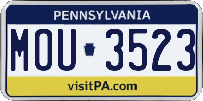 PA license plate MOU3523