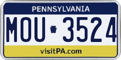 PA license plate MOU3524