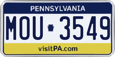 PA license plate MOU3549