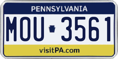 PA license plate MOU3561