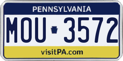 PA license plate MOU3572