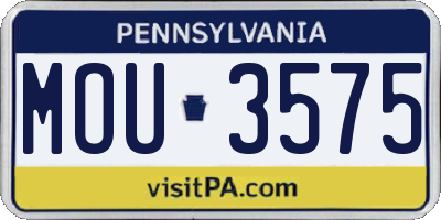 PA license plate MOU3575