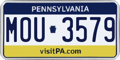 PA license plate MOU3579